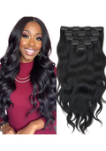 8Pcs Black Wavy One Set Clip In Extensions